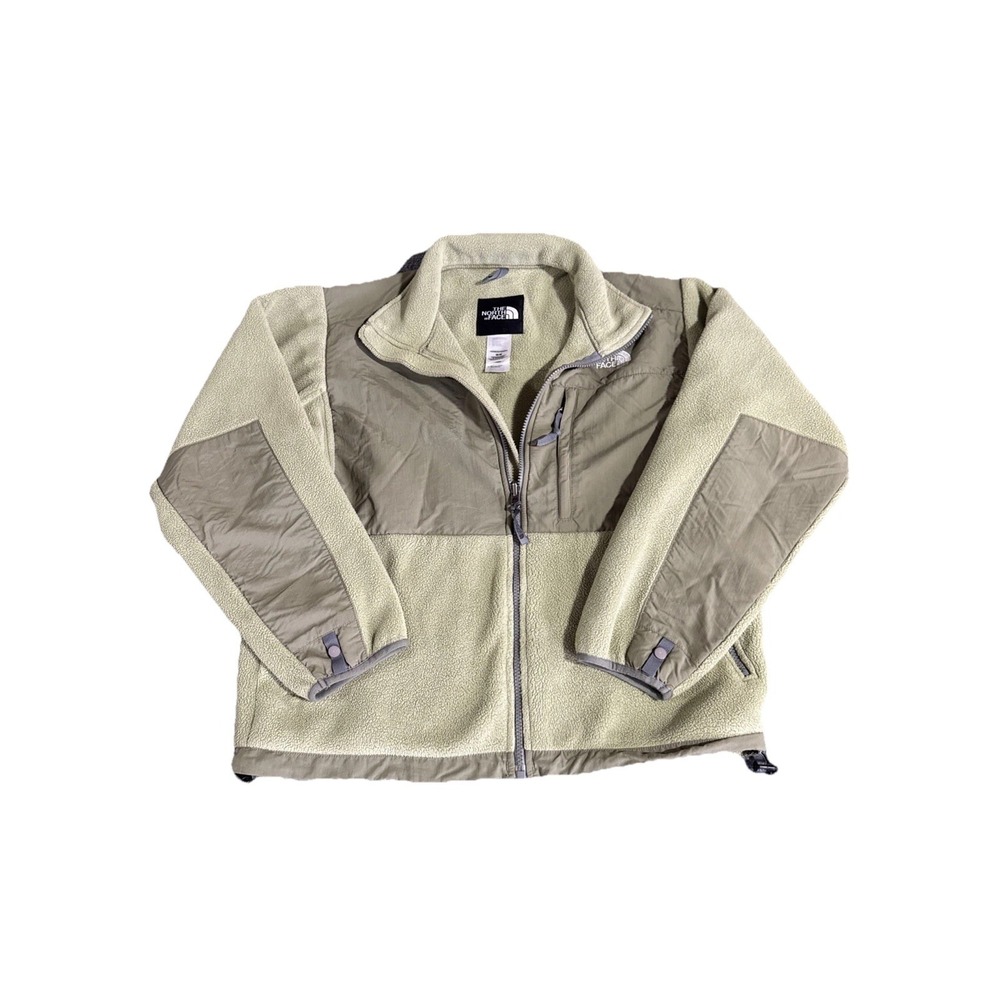 North Face Denali Fleece Jacket in a light green and gray, Women's Coat, Size M